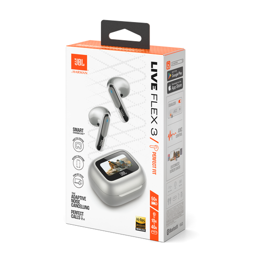 JBL Live Flex 3 - Silver - True wireless noise-cancelling open-stick earbuds - Detailshot 15